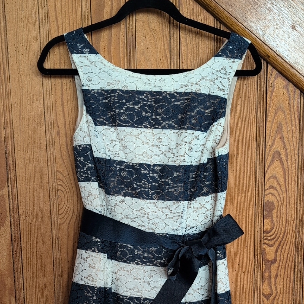 Elegant Lace Striped Dress